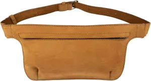 Hide & Drink, Rectangular Fanny Pack, Narrow Waist Bag with Adjustable Strap, Phone Holder, Cable Case, Accessories, Full Grain Leather, Handmade, Old Tobacco