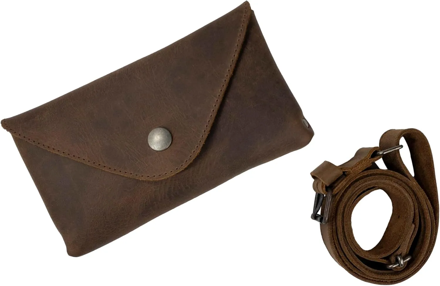 Hide & Drink, Waist Pouch, Fanny Pack, Medieval Bag, Vintage Purse, Phone Holder Cable Case, Easy Travel for Digital Nomads, Full Grain Leather, Handmade, Bourbon Brown