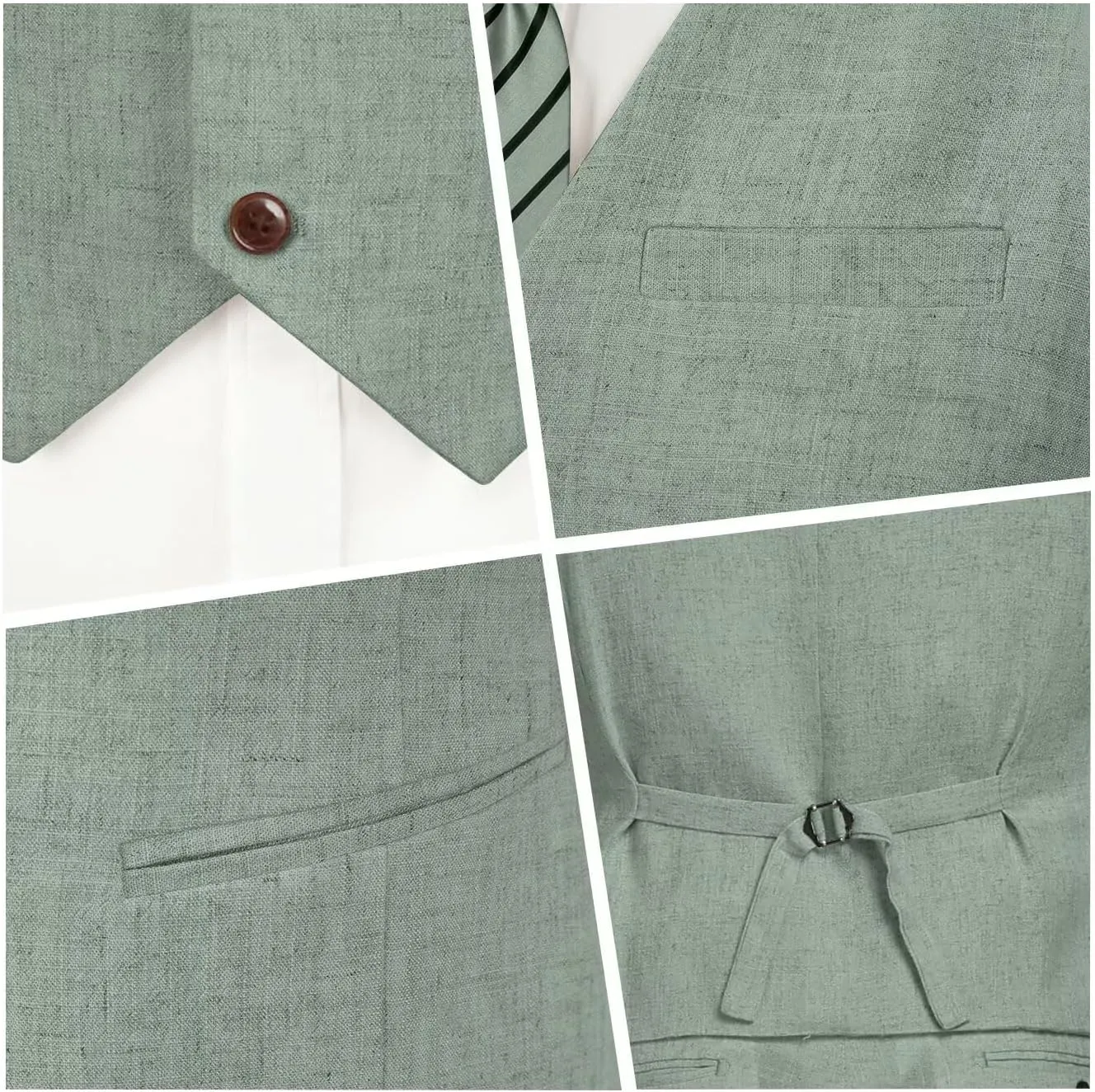High-End Suits Casual Linen Beige Men's 2 Piece Suits Wedding Suits Slim Fit Groomsmen Tuxedos Summer Linen Vest Pant