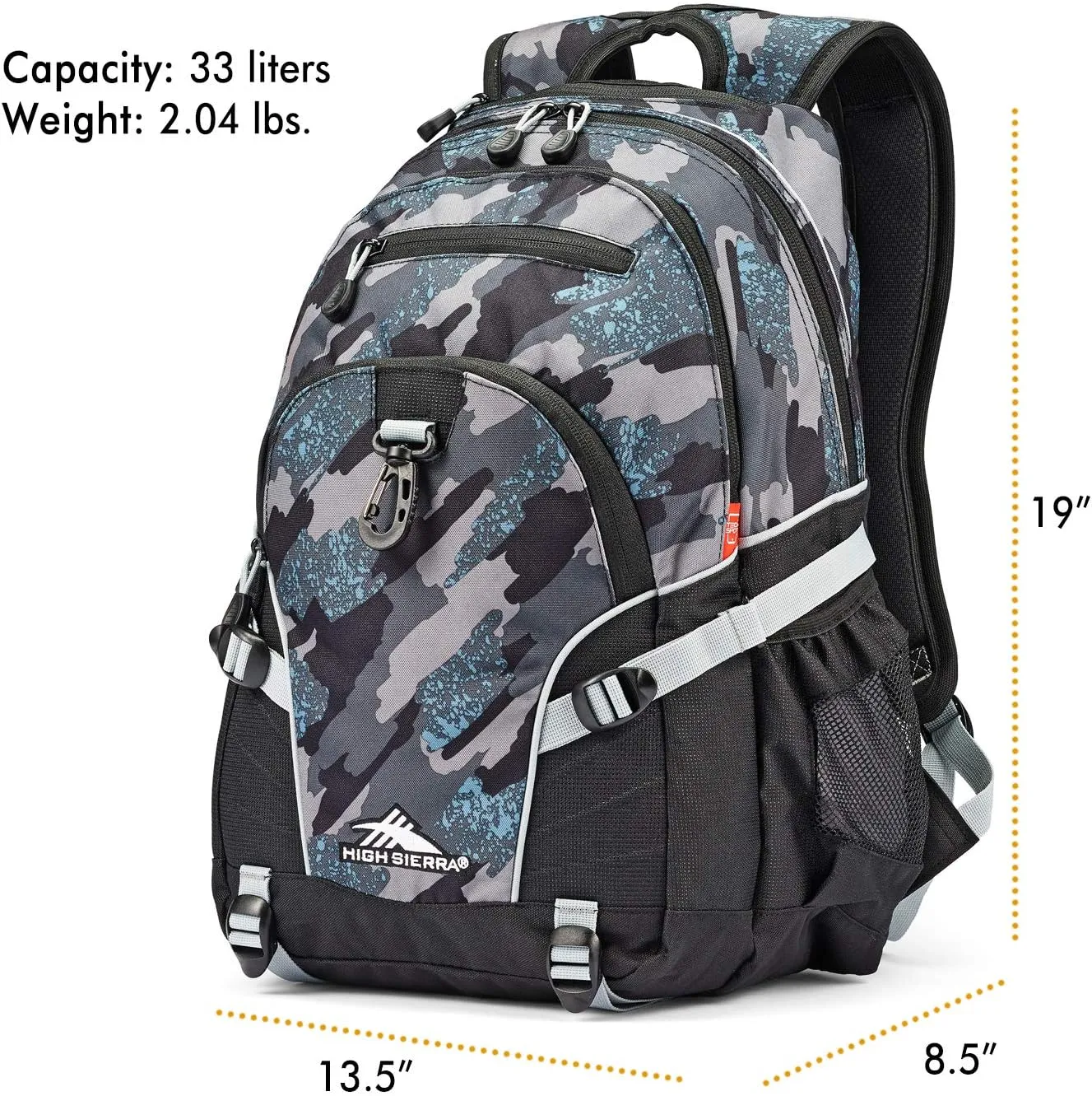 High Sierra Loop Backpack, Travel, or Work Bookbag with tablet sleeve, One Size, Graffiti/Black/Ash