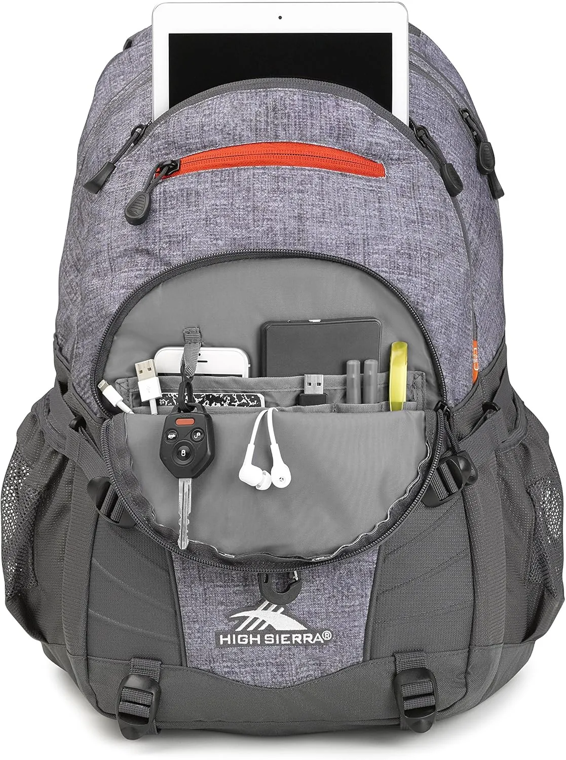 High Sierra Loop-Backpack, Travel, or Work Bookbag with tablet-sleeve, Woolly Weave/Mercury/Crimson, One Size