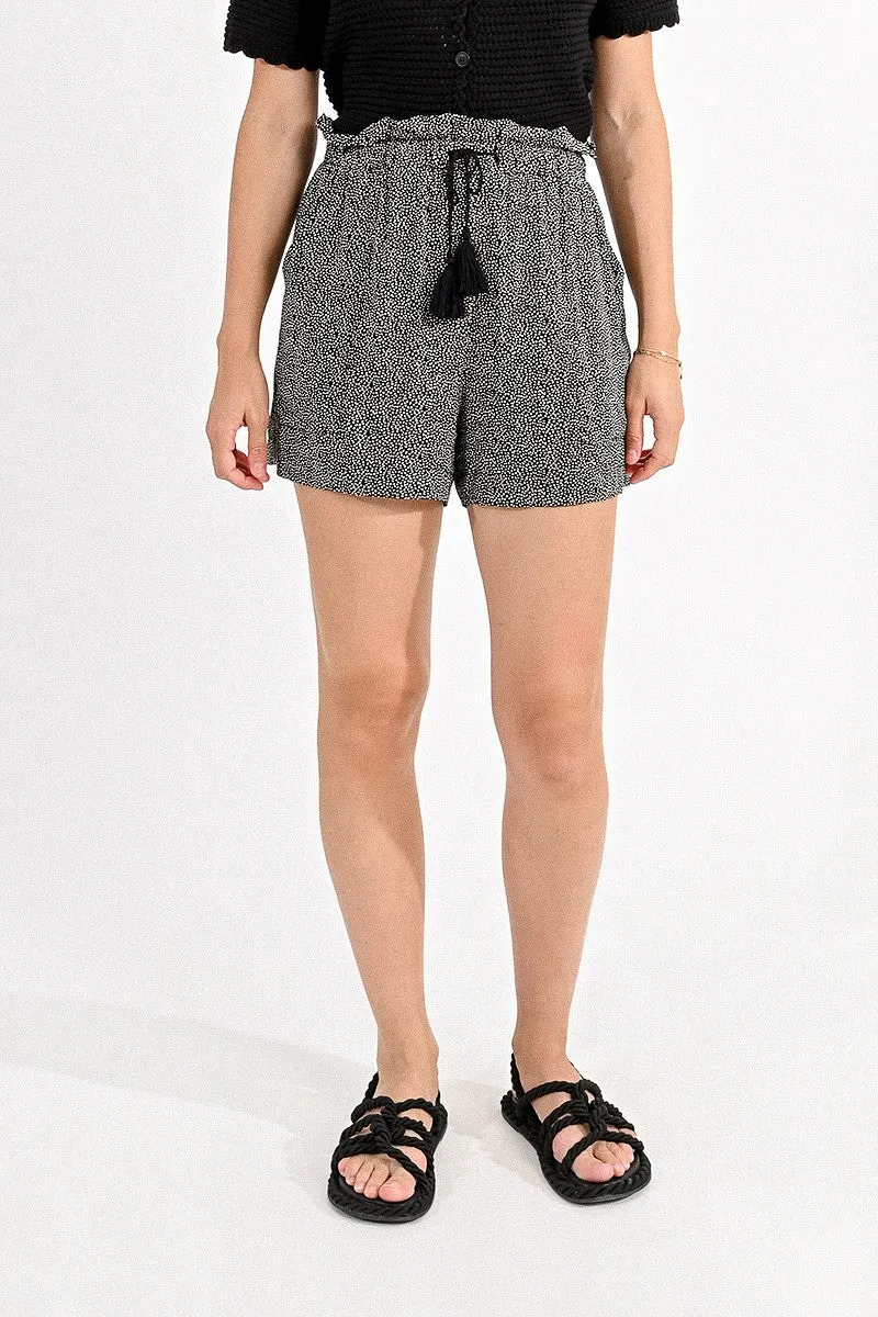 HIGH-WAISTED VISCOSE SHORTS