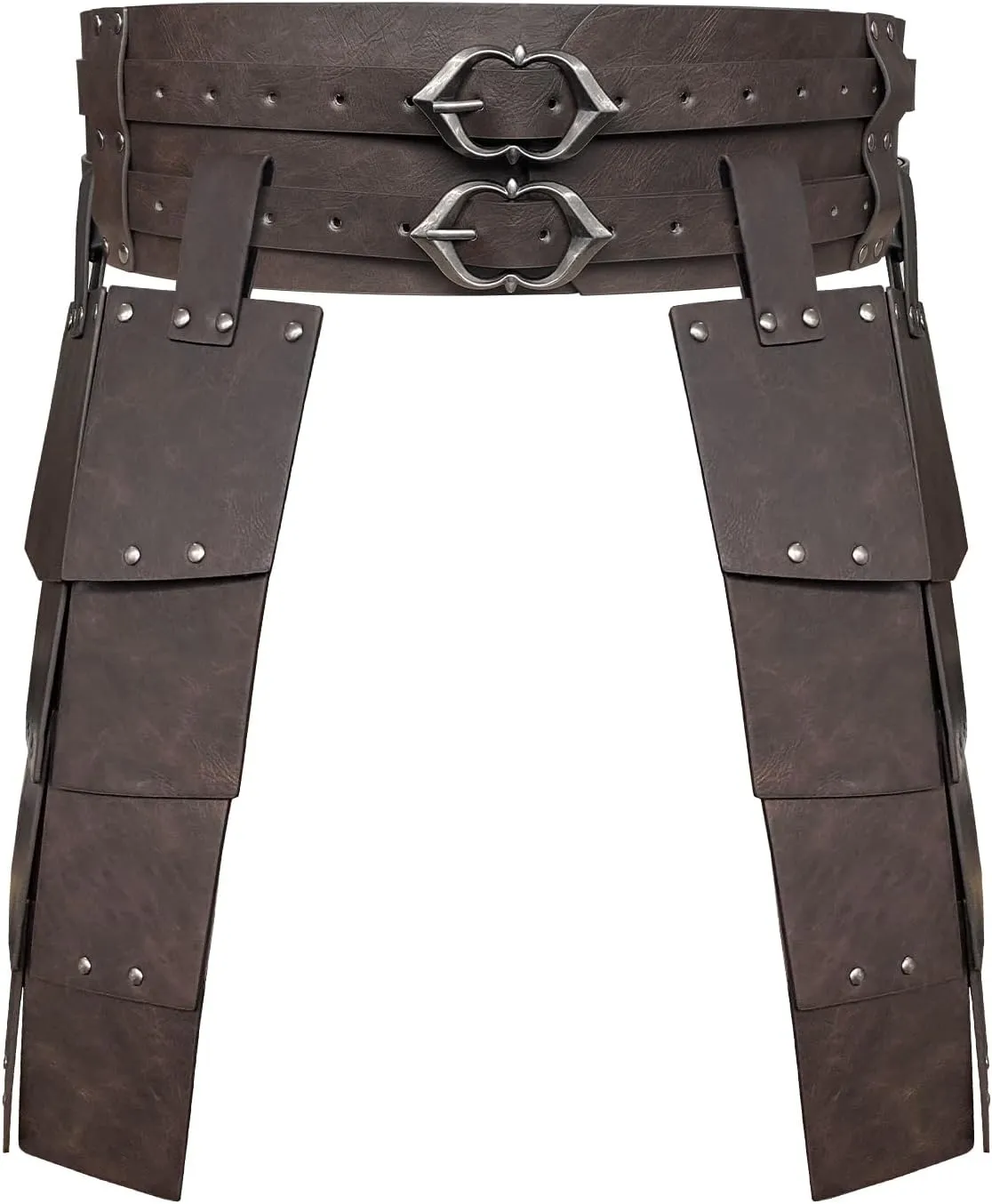 HiiFeuer Medieval Faux Leather Wide Belt Thigh Armor, Retro Double Sides Waist Armor, Mercenary & Knights Skirt for LARP