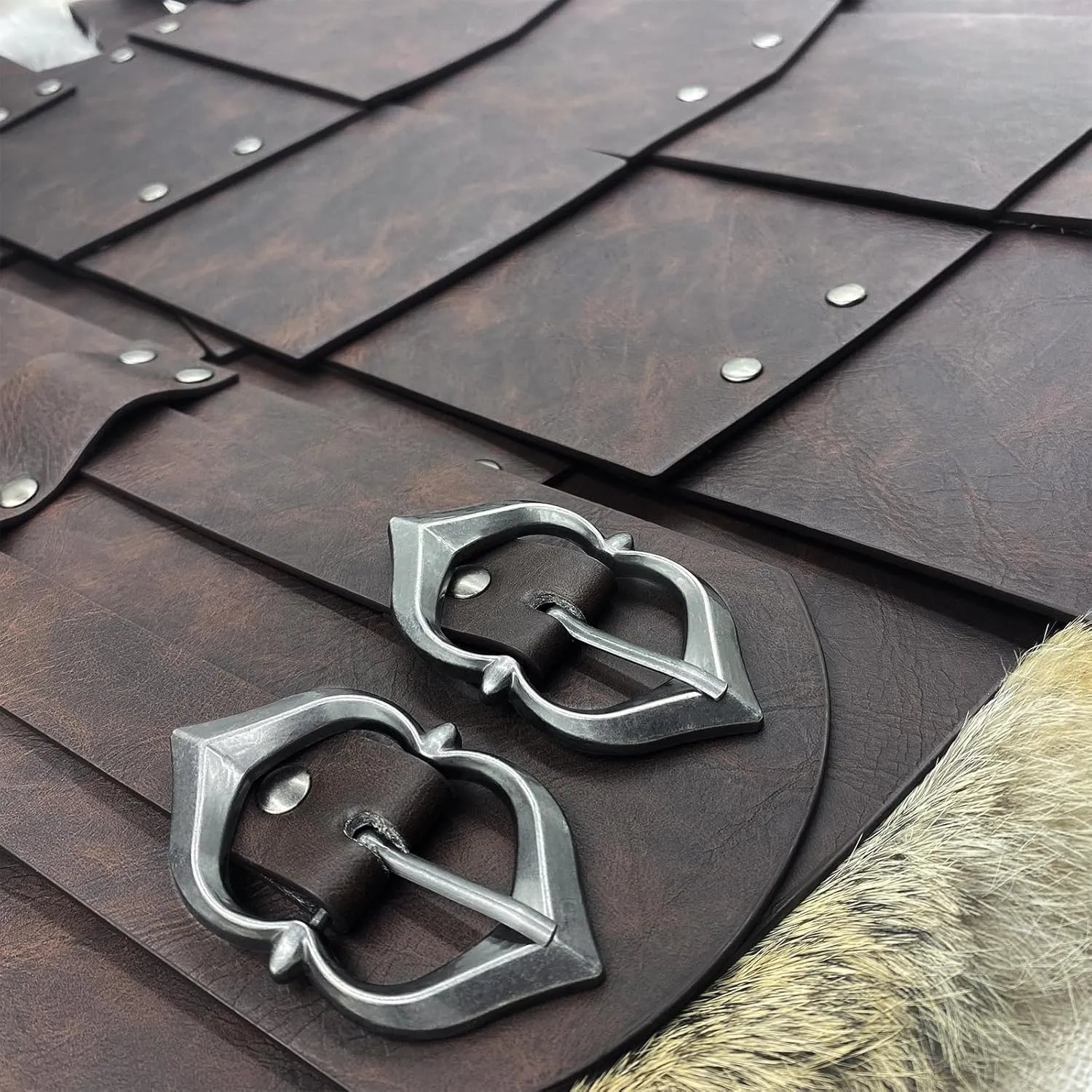 HiiFeuer Medieval Faux Leather Wide Belt Thigh Armor, Retro Double Sides Waist Armor, Mercenary & Knights Skirt for LARP
