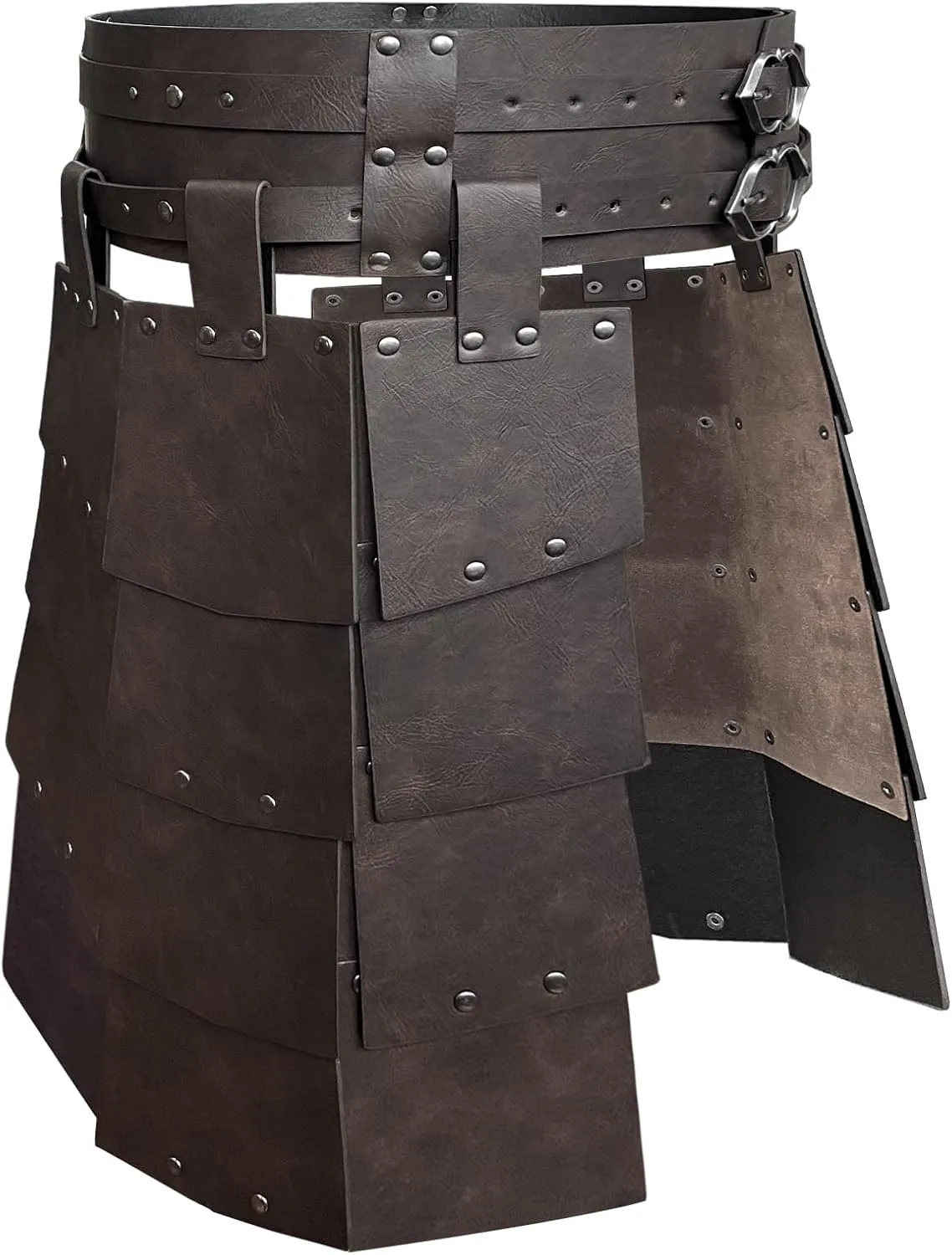 HiiFeuer Medieval Faux Leather Wide Belt Thigh Armor, Retro Double Sides Waist Armor, Mercenary & Knights Skirt for LARP