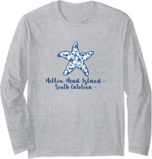 Hilton Head Island SC Girls Beach Vacation Shirt Starfish Long Sleeve T-Shirt