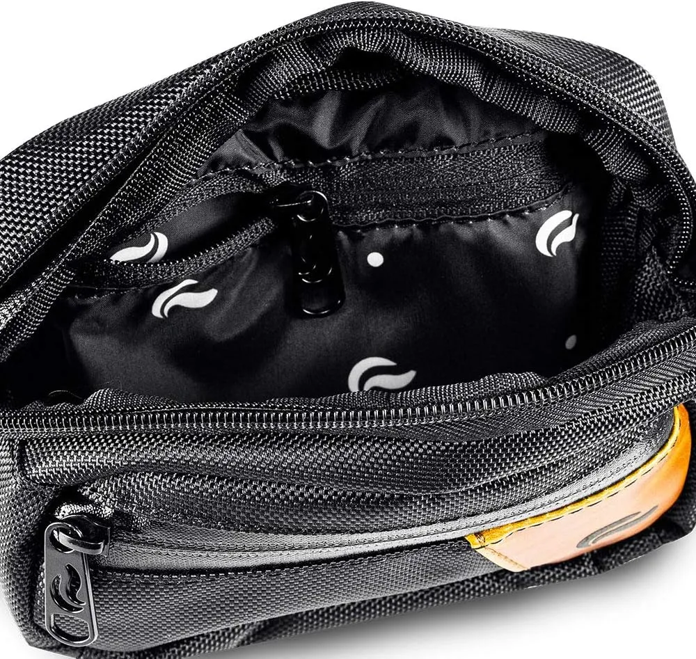 Hipster Smell Proof Bag - Fanny Pack (Black/Brown Leather)