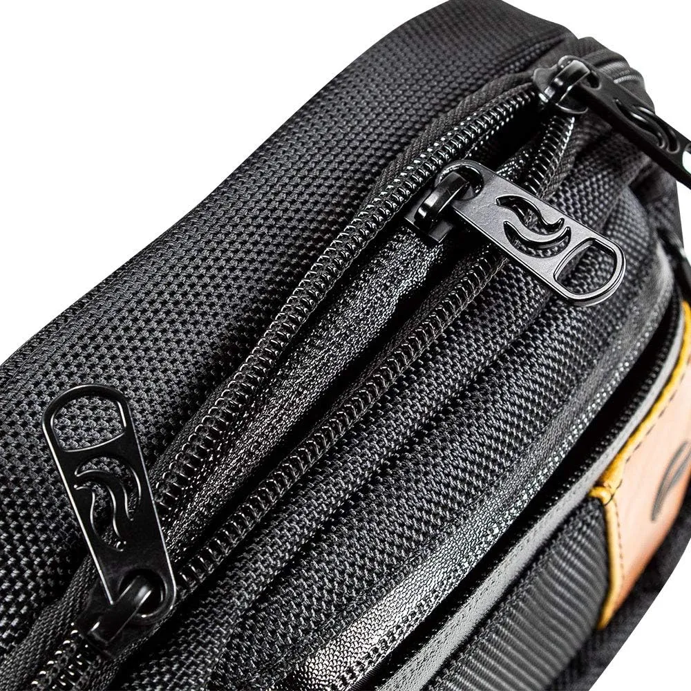 Hipster Smell Proof Bag - Fanny Pack (Black/Brown Leather)