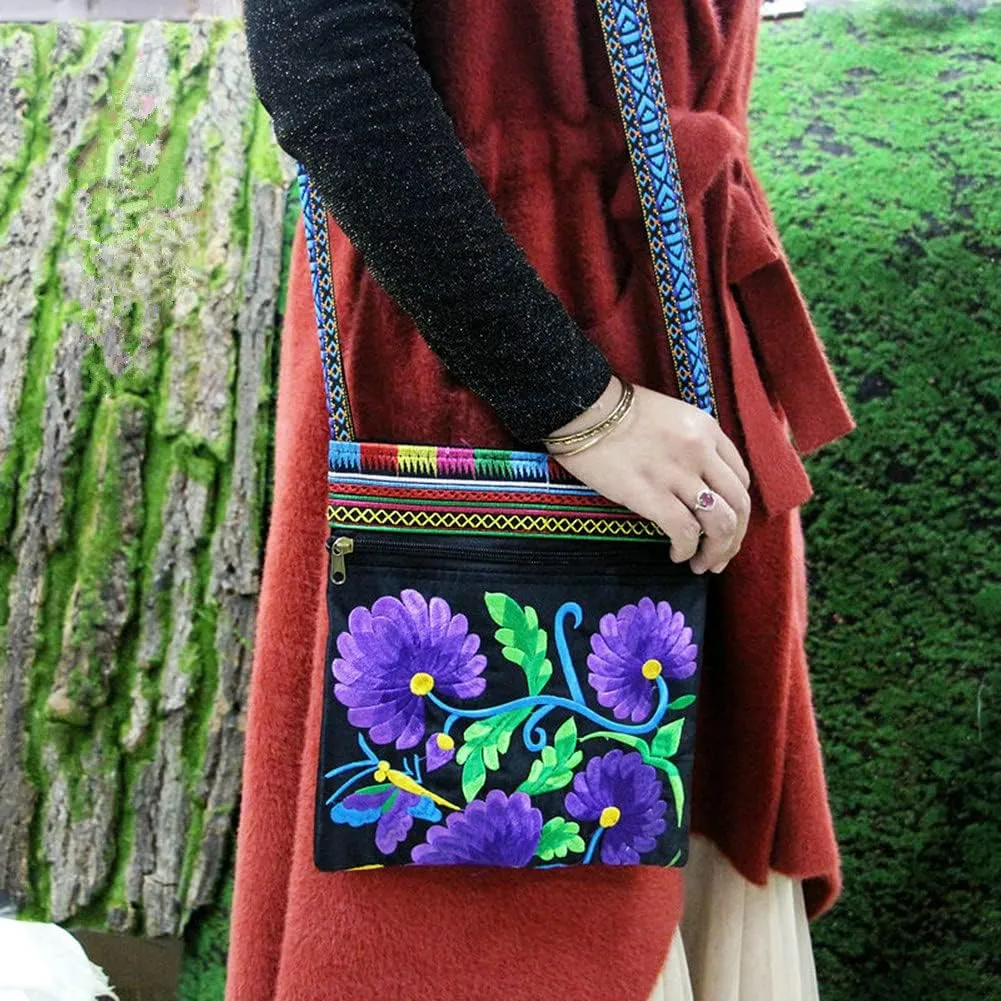 Hobo Crossbody Bag for women, Vintage Ethnic Tribal Embroidered Boho Hippie Tote Handbags Shoulder Purse