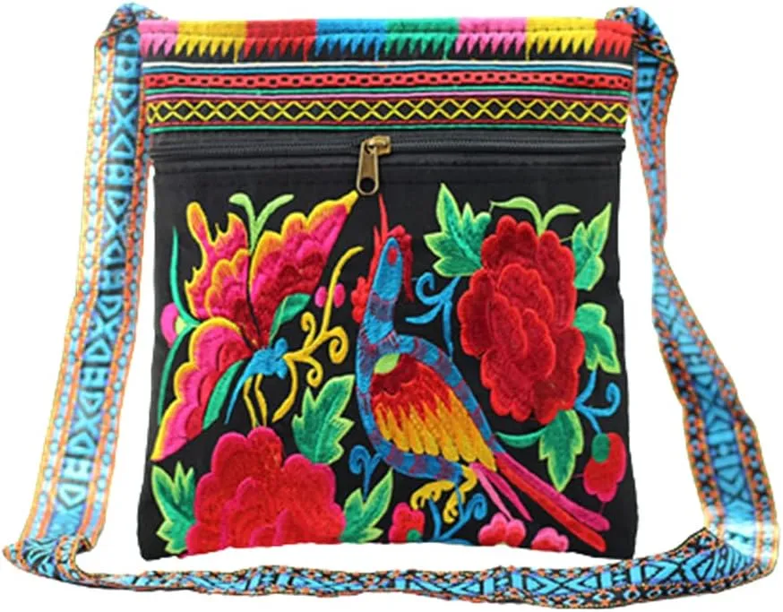 Hobo Crossbody Bag for women, Vintage Ethnic Tribal Embroidered Boho Hippie Tote Handbags Shoulder Purse