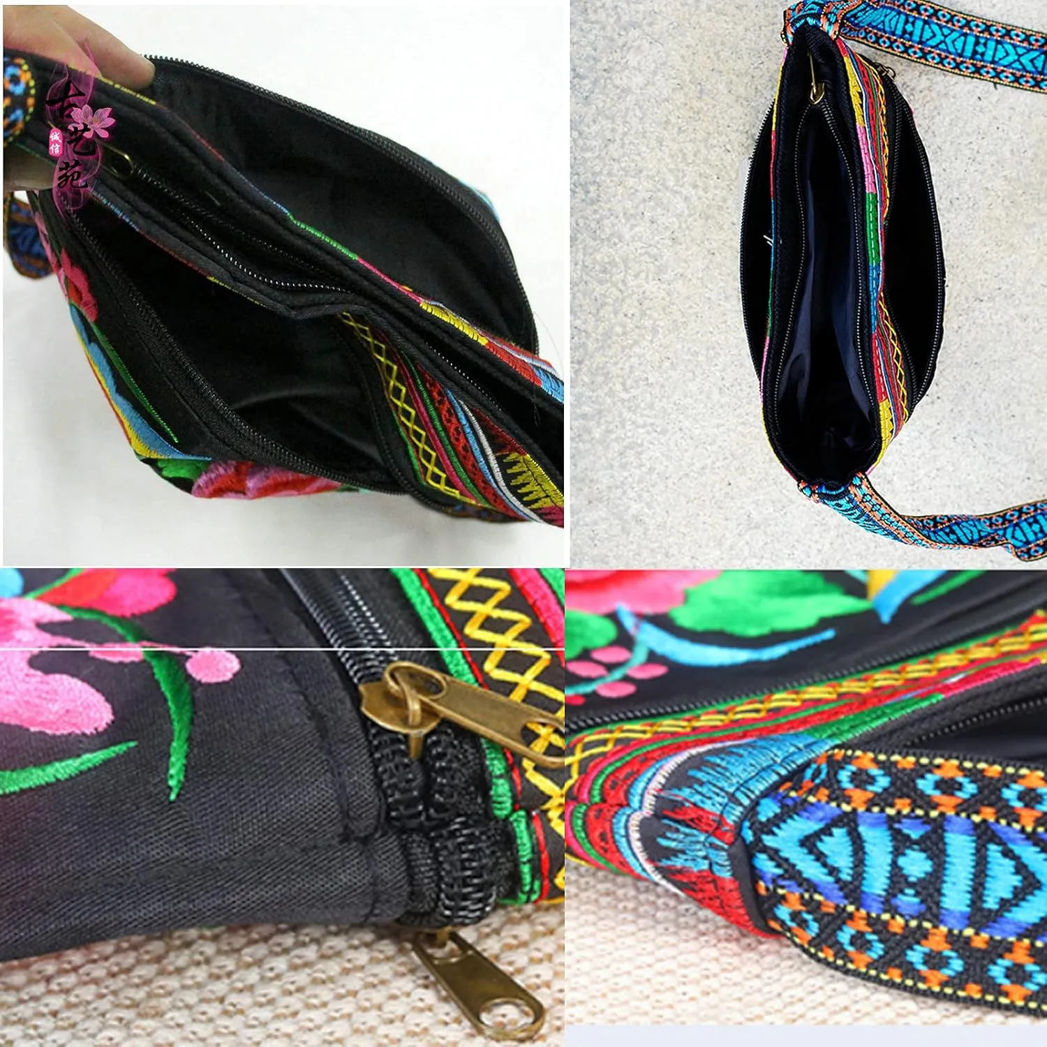 Hobo Crossbody Bag for women, Vintage Ethnic Tribal Embroidered Boho Hippie Tote Handbags Shoulder Purse