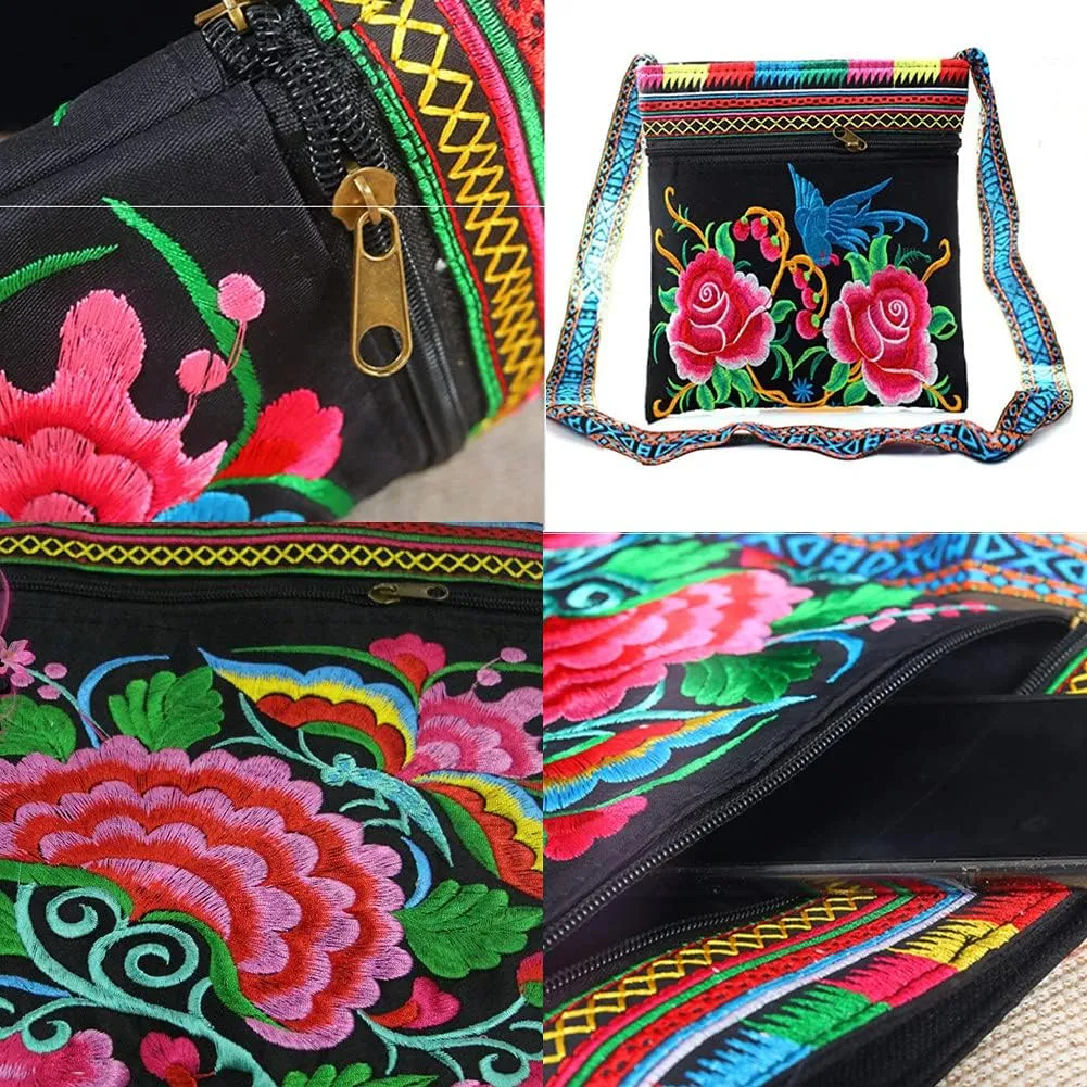 Hobo Crossbody Bag for women, Vintage Ethnic Tribal Embroidered Boho Hippie Tote Handbags Shoulder Purse