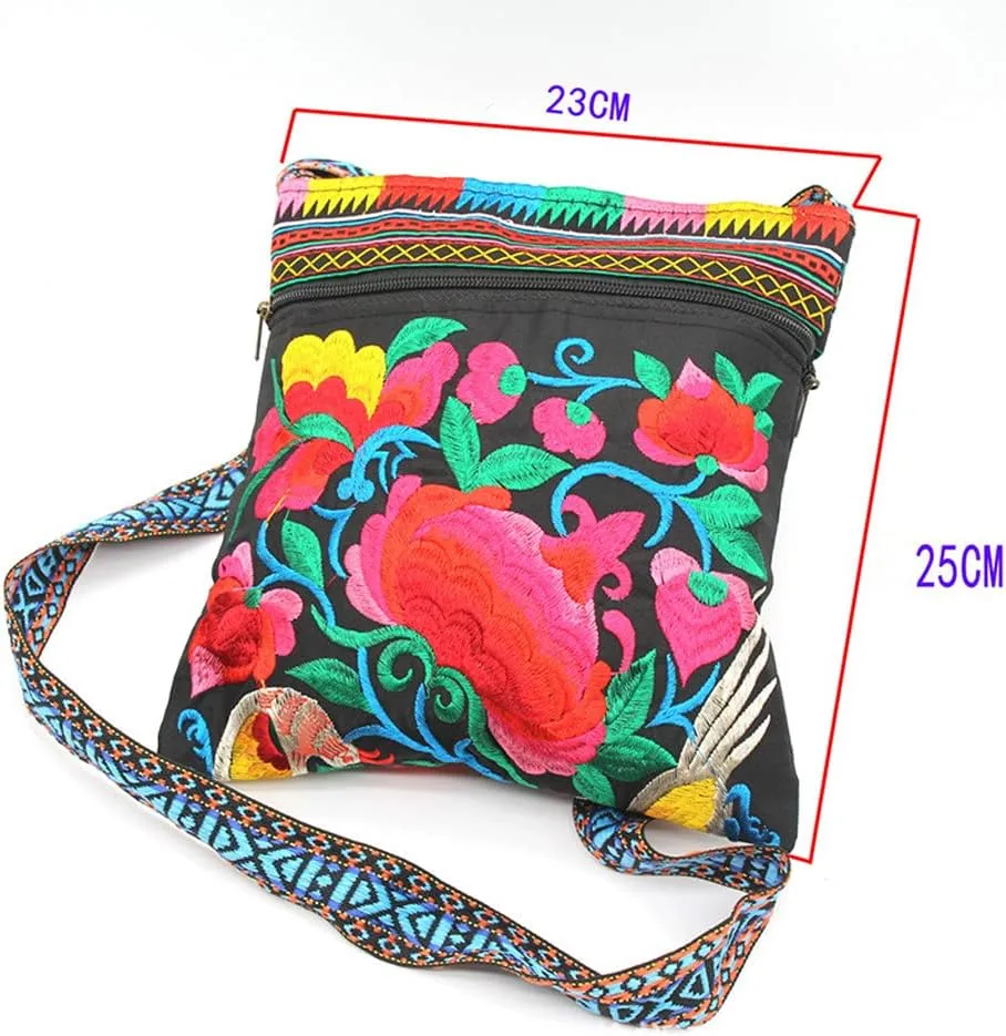 Hobo Crossbody Bag for women, Vintage Ethnic Tribal Embroidered Boho Hippie Tote Handbags Shoulder Purse
