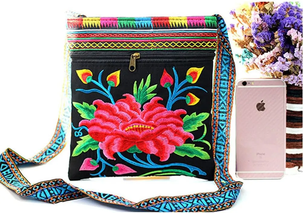 Hobo Crossbody Bag for women, Vintage Ethnic Tribal Embroidered Boho Hippie Tote Handbags Shoulder Purse