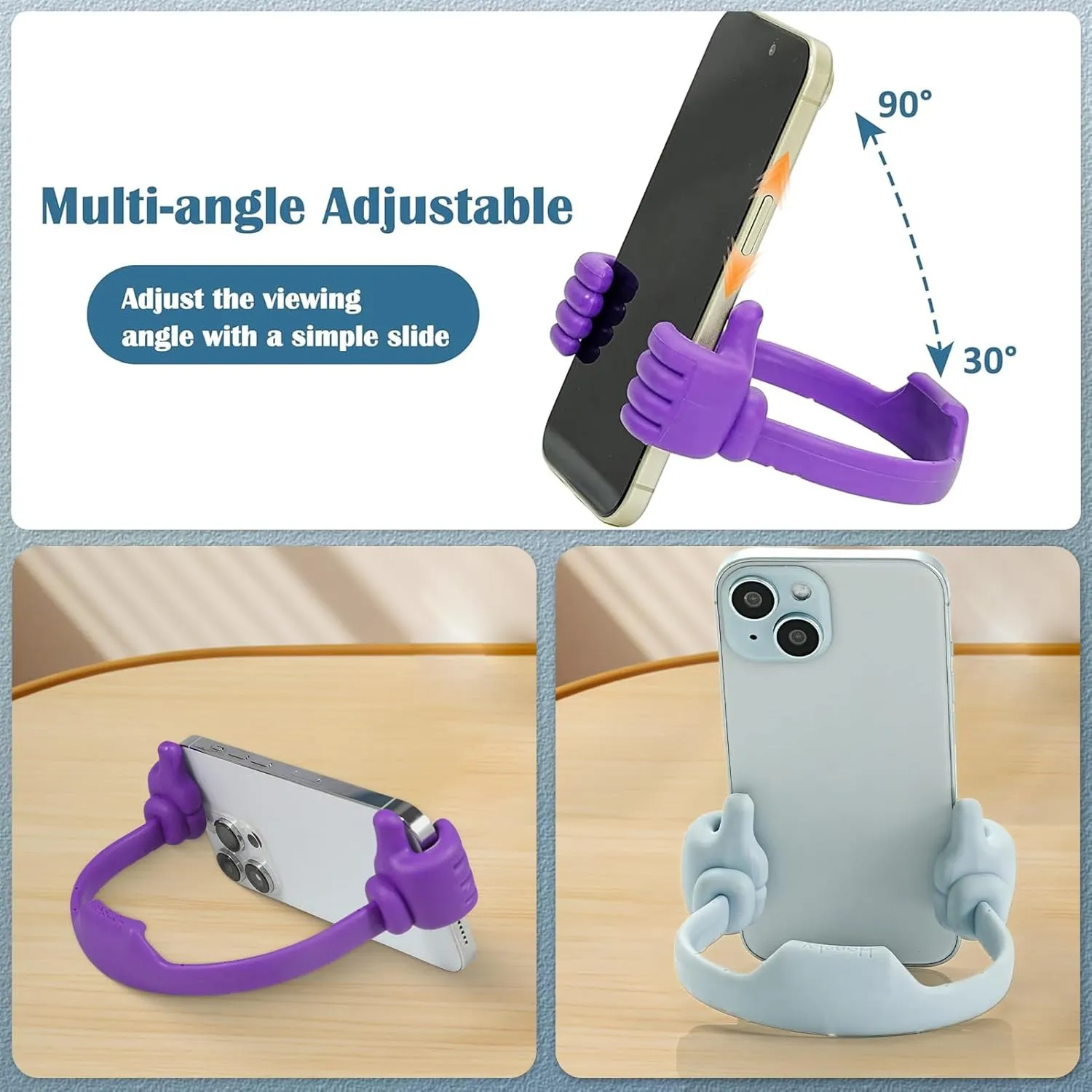 Honsky Cell Phone Tablet Stands (Pack of 5) Thumbs-up Cellphone Holder, Tablet Display Stand, Mobile Smartphone Mount Cradle for Desk Desktop - Universal, Multi-Angle, Cute, Multi-Colored