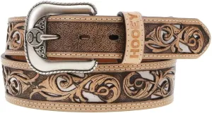 HOOEY "Top Notch Tapered Genuine Leather Natural and Ivory Hand Tooled Belt (40” - Fits 38” Waist)