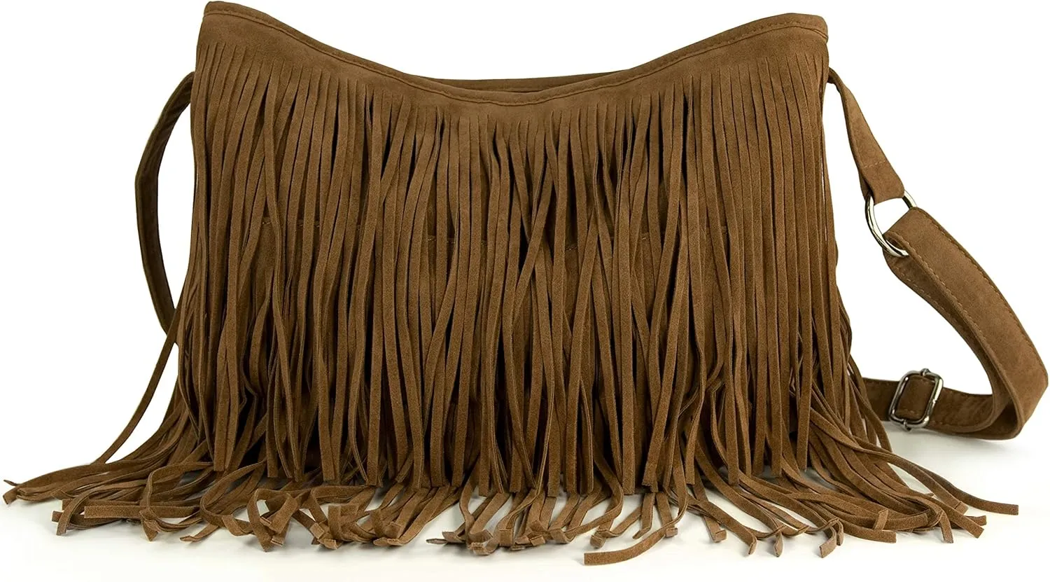 HOXIS Tassel Faux Suede Leather Hobo Cross Body Shoulder Bag Womens Sling Bag