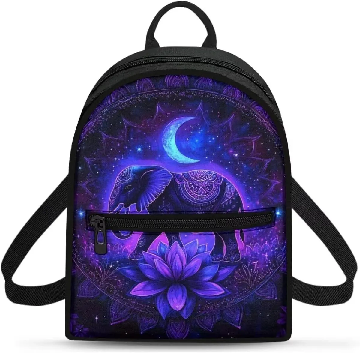 HUGS IDEA Bohemian Elephant Backpack for Women Fashion Mini Backpack Purse for Lady Boho Small Cell Phone Backpacks for Travel Small Shoulder Bag Casual Daypack Handbag
