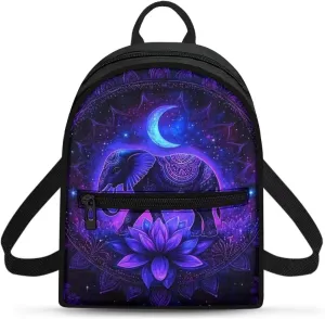 HUGS IDEA Bohemian Elephant Backpack for Women Fashion Mini Backpack Purse for Lady Boho Small Cell Phone Backpacks for Travel Small Shoulder Bag Casual Daypack Handbag