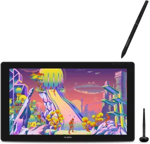 HUION Kamvas 24 Plus 2.5K QHD Graphic Drawing Tablet with Screen, 140% sRGB Full-Laminated QD Drawing Monitor with Two Battery-Free Stylus for PC, Mac, Android, 23.8inch Pen Display