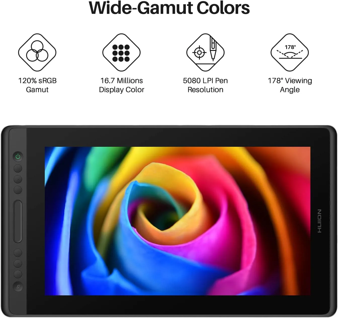 HUION KAMVAS Pro 16 Drawing Tablet with Screen, 15.6 inch Pen Display Anti-Glare Glass 6 Shortcut Keys Adjustable Stand, Graphics Tablet for Drawing, Writing, Design, Work with Windows, Mac and Linux