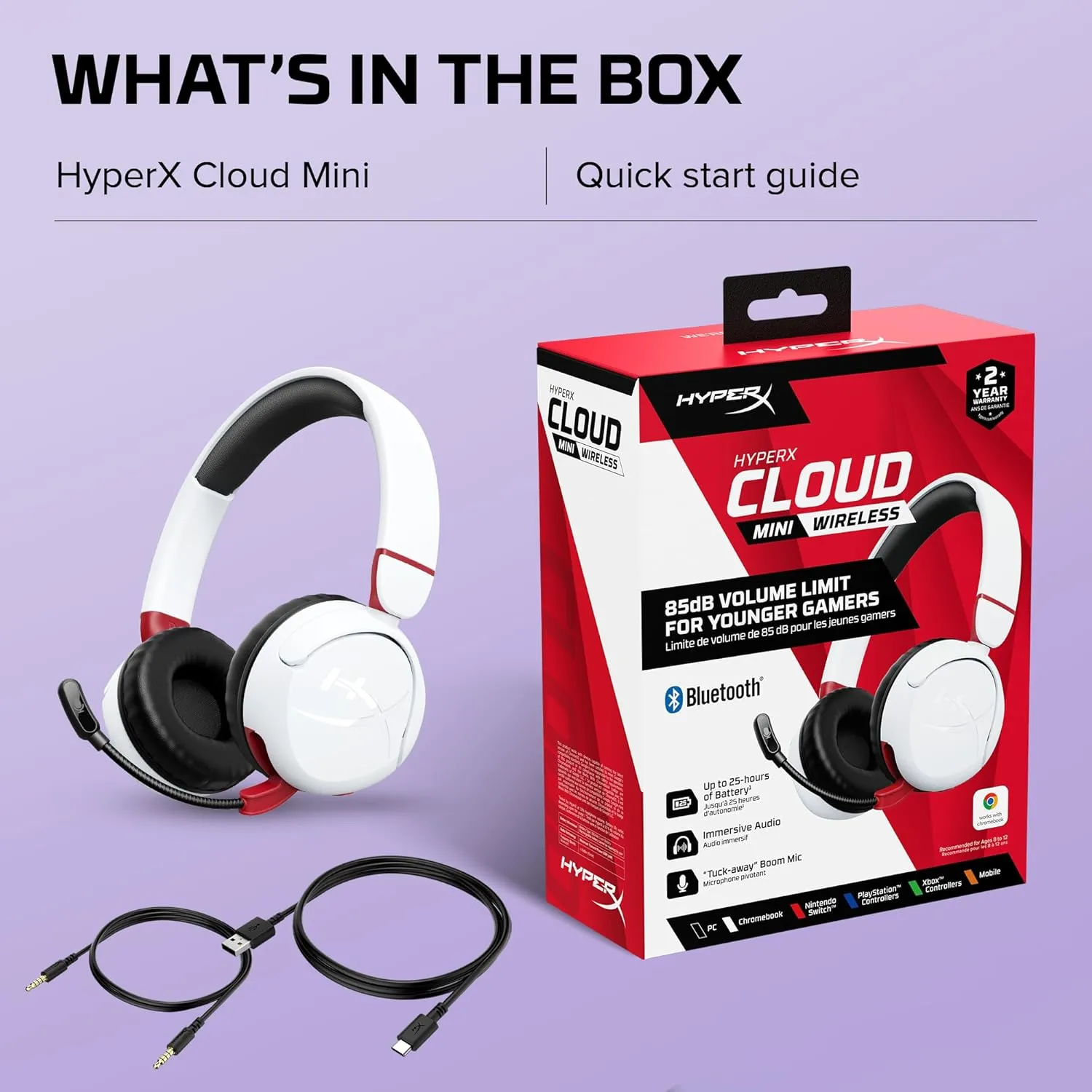 HyperX Cloud Mini Kids Wireless (White)