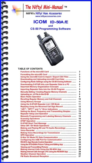 Icom ID-50A /E Mini-Manual by Nifty Accessories Spiral-bound – January 1, 2024