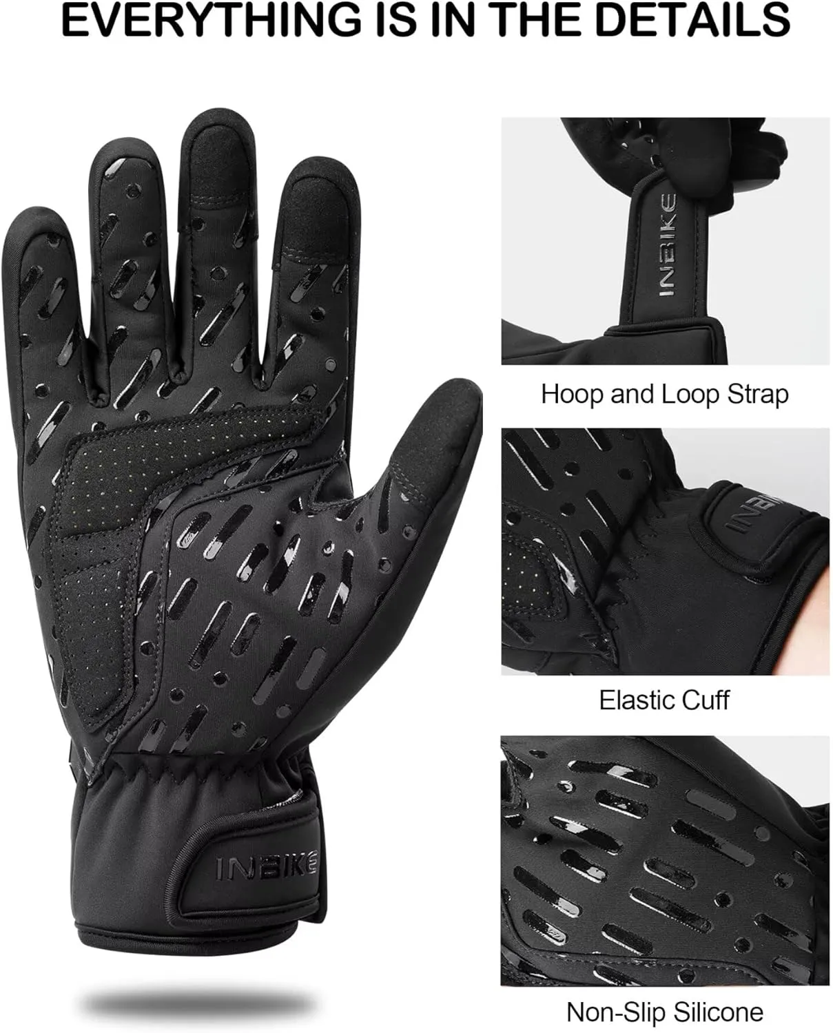 INBIKE Winter Gloves Men Women, -30℉ 3M Thinsulate Thermal Windproof Touch Screen Gloves for Running Cycling Hiking Jogging