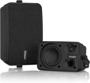 Inwa Outdoor Bluetooth Speakers, 400W Active Passive Wall Mount Speaker, Waterproof Wireless Indoor/Outdoor Stereo Sound Set W/Aux in, Sound System for Patio/Porch/Gazebo/Garage(Pair, Dark Black)