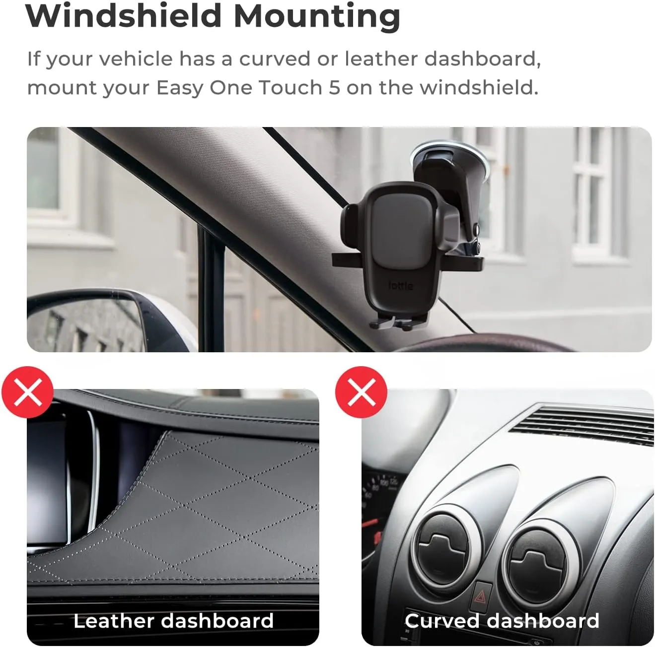 iOttie Easy One Touch Signature Dashboard & Windshield Universal Car Mount Phone Holder Desk Stand with Suction Cup Base and Telescopic Arm for iPhone, Samsung, Google, Huawei, Nokia, More Smartphones