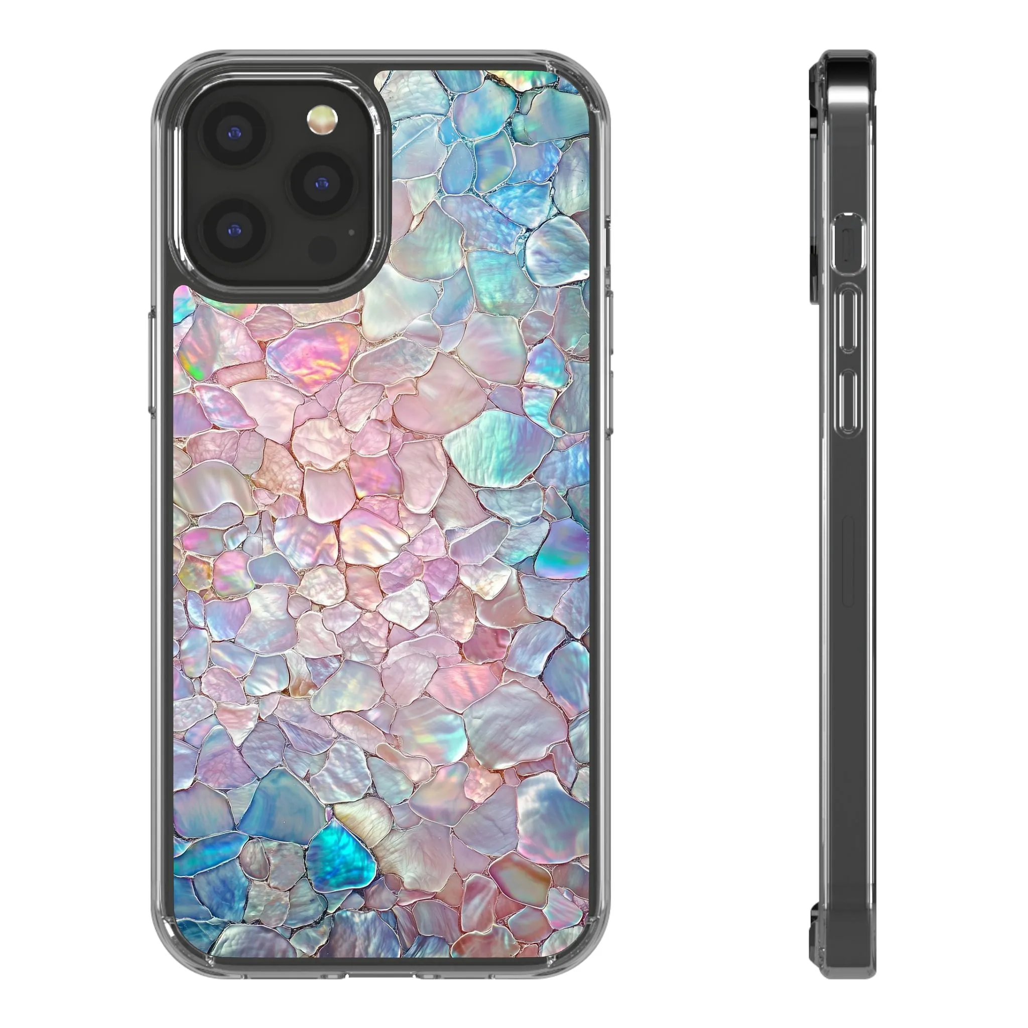 Iridescent Shell Clear iPhone Case - Stylish Protection for Beach Lovers