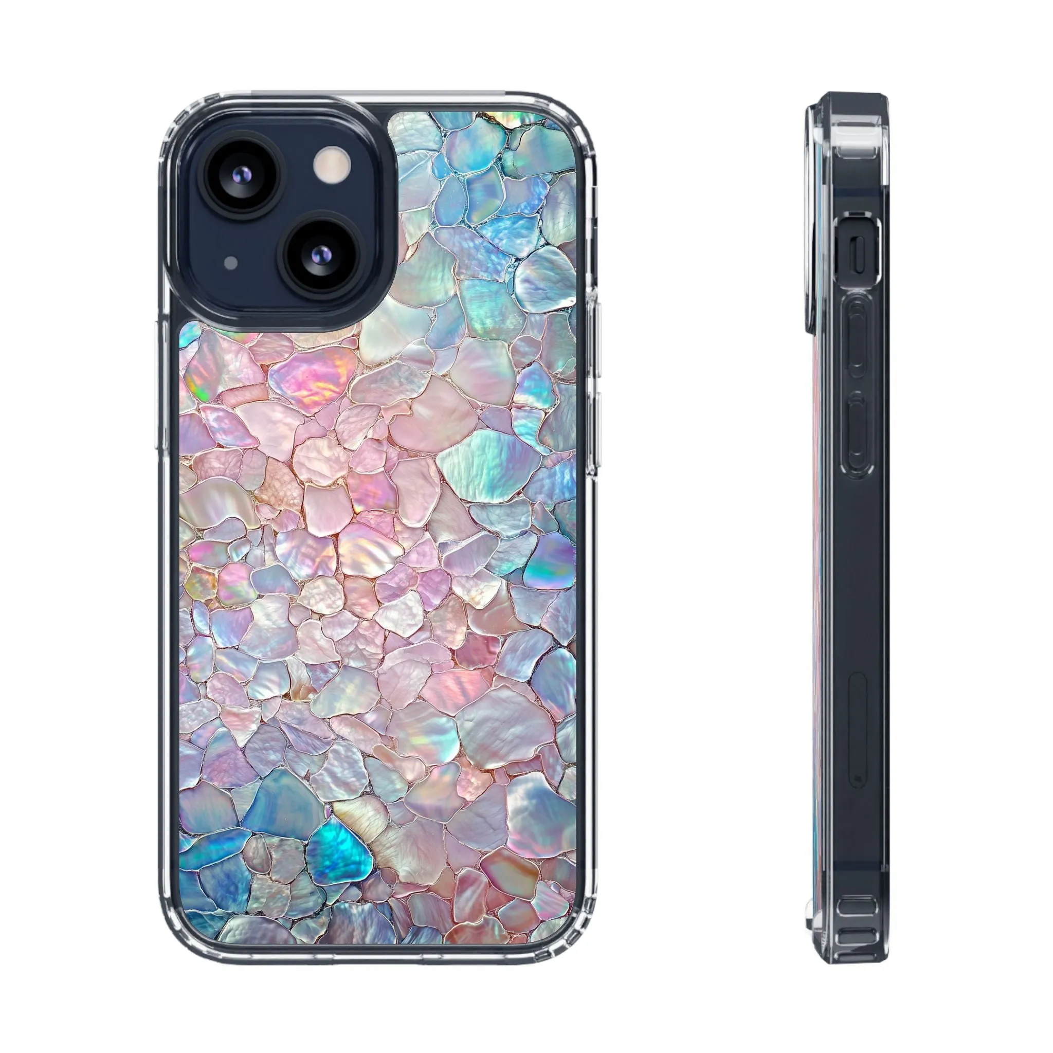 Iridescent Shell Clear iPhone Case - Stylish Protection for Beach Lovers