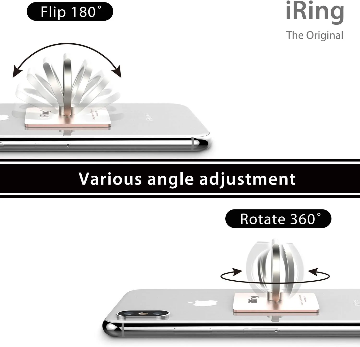 iRing Original, Made in Korea, Phone Ring Holder, Cell Phone Grip Stand, Compatible with iPhone, Galaxy, and Other Smartphones.(Rose Gold)