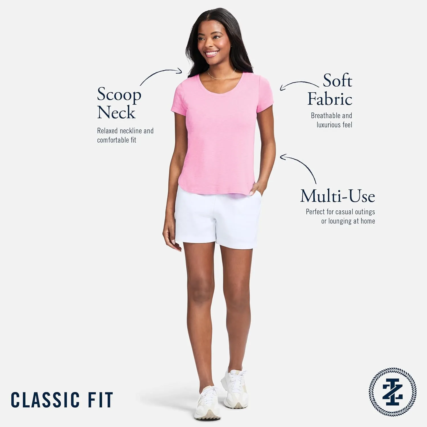 IZOD Women's Shirt Active Athletic Lounge Short Sleeve Tee