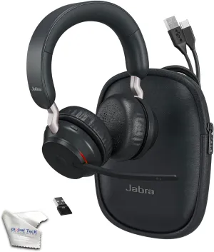 Jabra Evolve2 65 Wireless Bluetooth Headset Stereo UC - USB Bluetooth Dongle, Compatible with Zoom, Webex, for Phone Calls, Online Videos, 26599-989-999, Global Teck Gold Support Plan Included