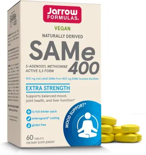 Jarrow Formulas SAMe 400 mg, Supports Joint Health, Liver Function, Brain Metabolism, 60 Tablets, Up To a 60 Day Supply