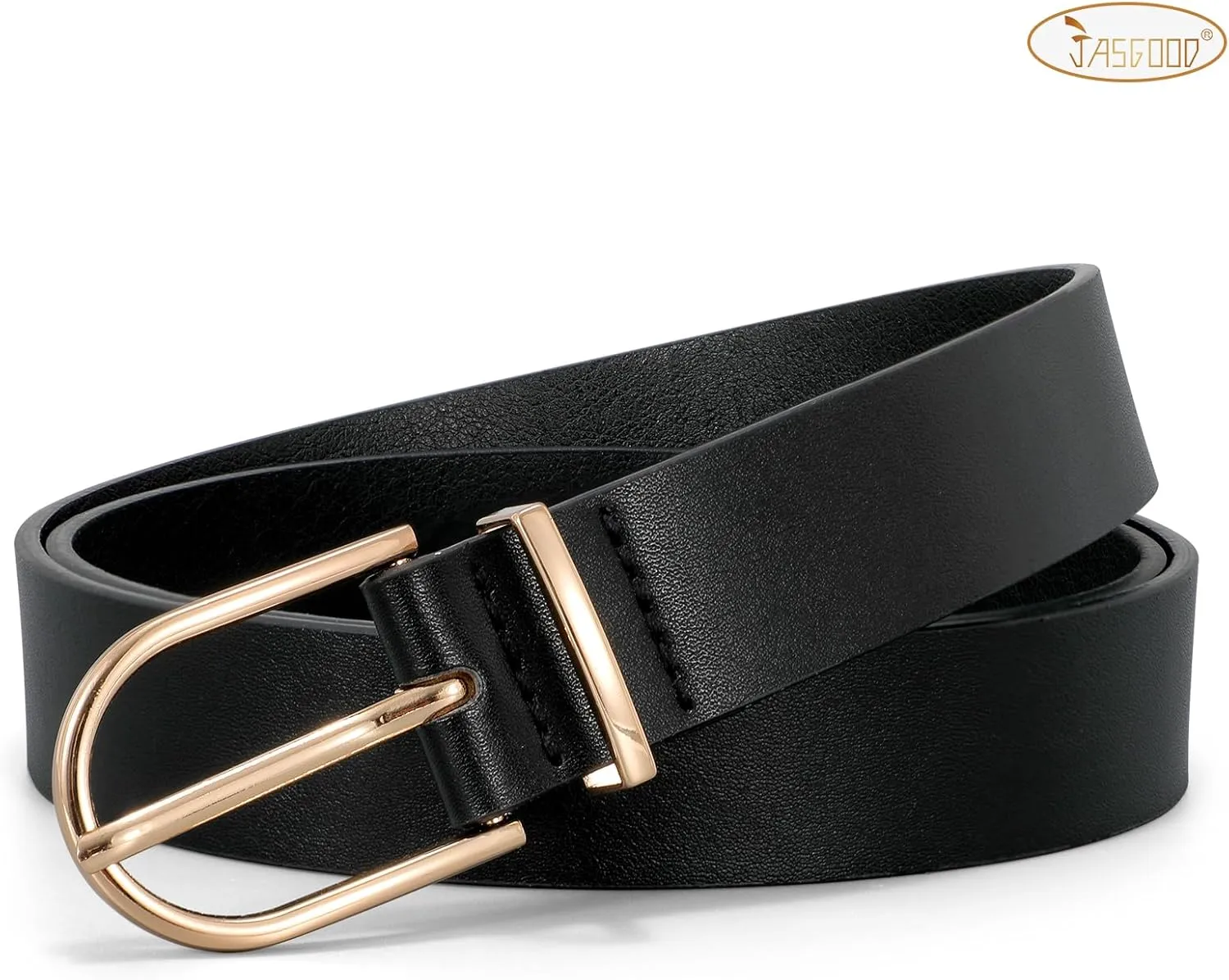 JASGOOD Women’s Leather Belts for Jeans Pants Fashion Ladies Belt with Gold Buckle