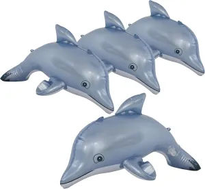 Jet Creations Inflatable Aquatic Animal 4pc Pack: Shark, Dolphin, Goldfish, Starfish, Crab, Penguin. 20  inch Long. Pool Toys, Photo Prop, Theme Party Centerpiece, VBS, Gifts for Kids 3 Year and up