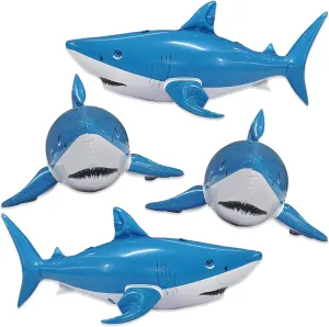 Jet Creations Inflatable Aquatic Animal 4pc Pack: Shark, Dolphin, Goldfish, Starfish, Crab, Penguin. 20  inch Long. Pool Toys, Photo Prop, Theme Party Centerpiece, VBS, Gifts for Kids 3 Year and up