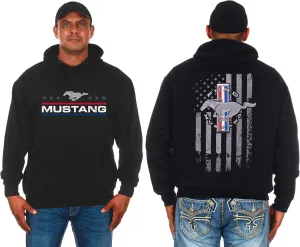 JH DESIGN GROUP Mens Ford Mustang Hoodie Distressed American Flag 2-Sided Sweatshirt
