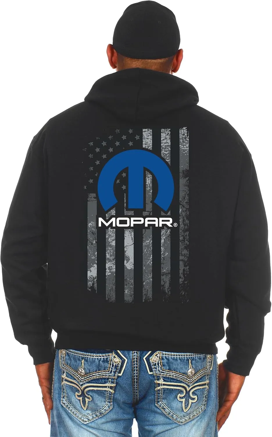 JH DESIGN GROUP Men's Mopar Pullover Hoodie American Flag 2 Sided Sweatshirt