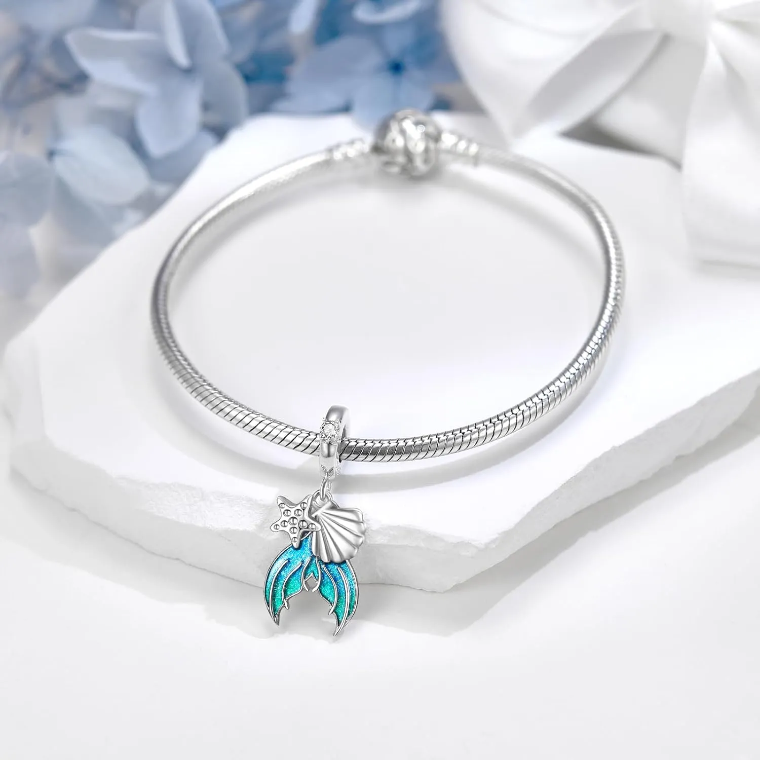 JIAYIQI 925 Sterling Silver Charms for Bracelet Necklace Ocean Beach Animals Charms Bead Valentine's Day Mother's Day Jewelry for Women Family Friends