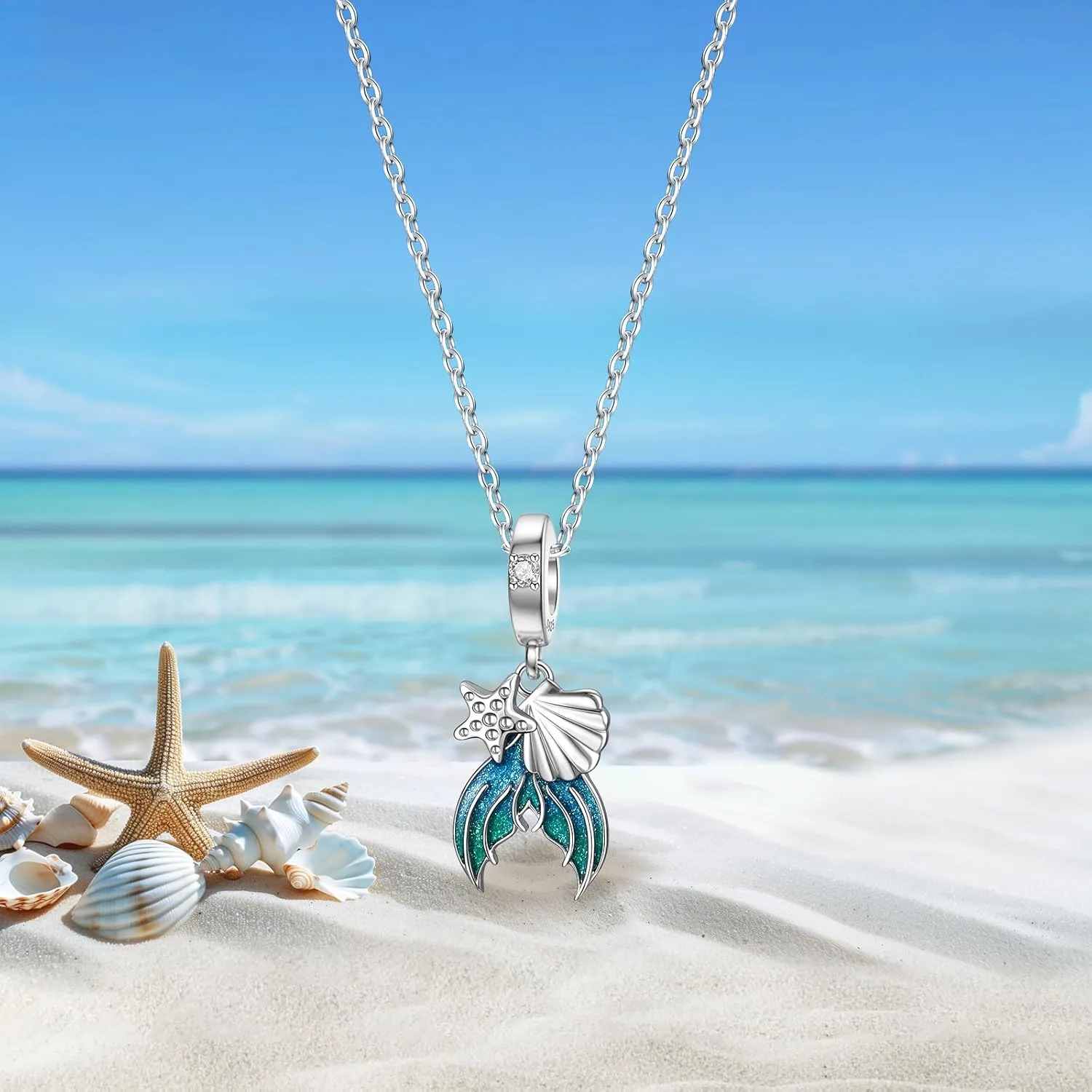 JIAYIQI 925 Sterling Silver Charms for Bracelet Necklace Ocean Beach Animals Charms Bead Valentine's Day Mother's Day Jewelry for Women Family Friends
