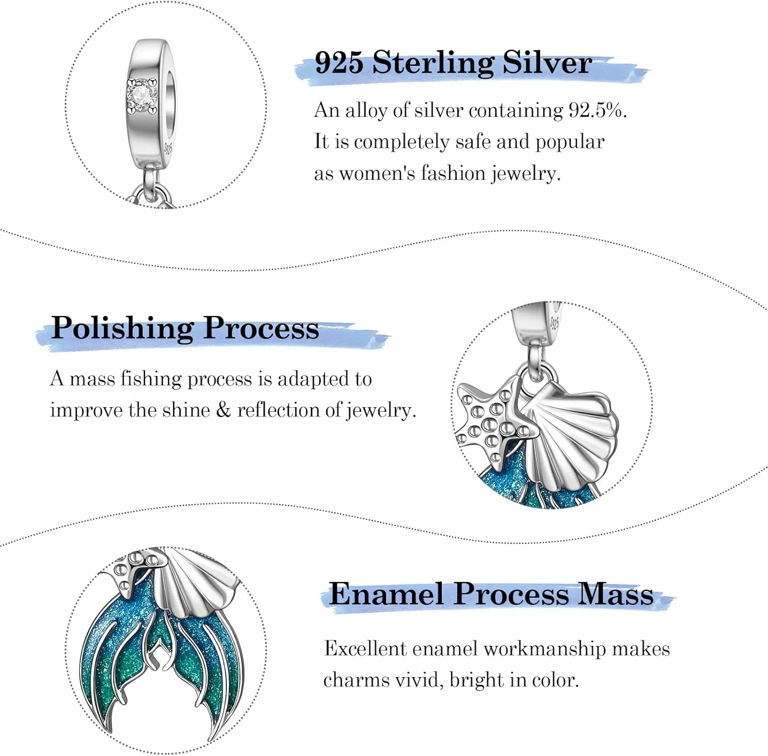 JIAYIQI 925 Sterling Silver Charms for Bracelet Necklace Ocean Beach Animals Charms Bead Valentine's Day Mother's Day Jewelry for Women Family Friends