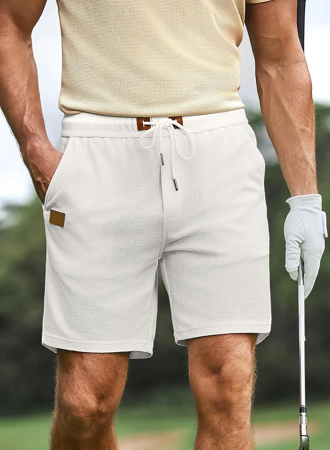 JMIERR Men's Casual 5"/ 7" Shorts Waffle Elastic Waist Drawstring Workout Running Jogging Beach Sweat Shorts with Pockets