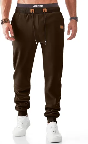 JMIERR Men's Sweatpants with Zipper Pockets Fleece Tapered Joggers Drawstring Waist Athletic Gym Running Workout Track Pants