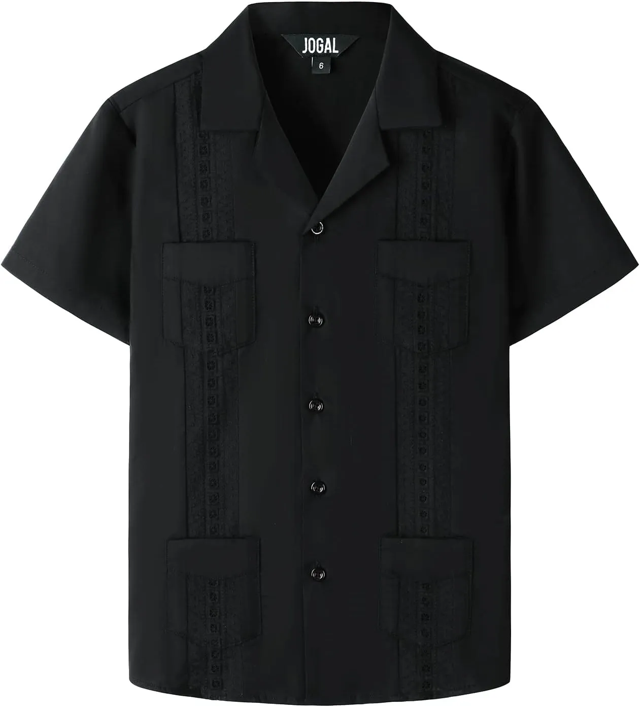 JOGAL Boys Guayabera Shirts Cuban Short Sleeve Casual Button Down Beach Shirt