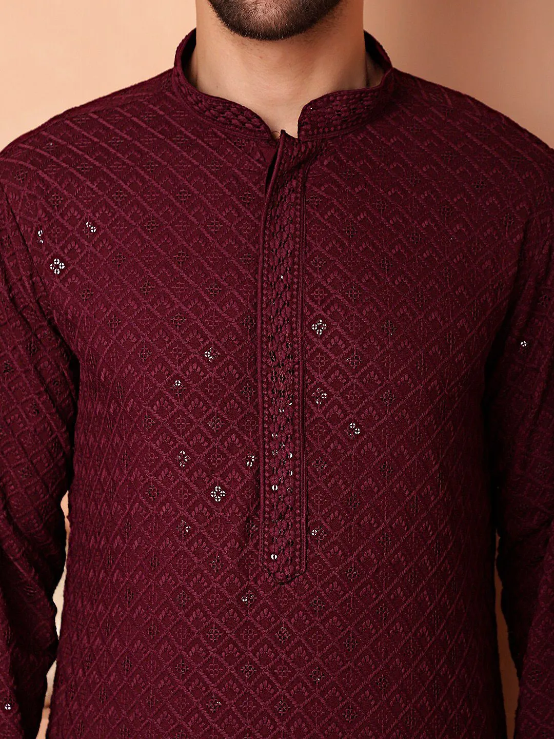 Jompers Ethnic Motifs Embroidered Regular Sequinned Kurta with Pyjamas