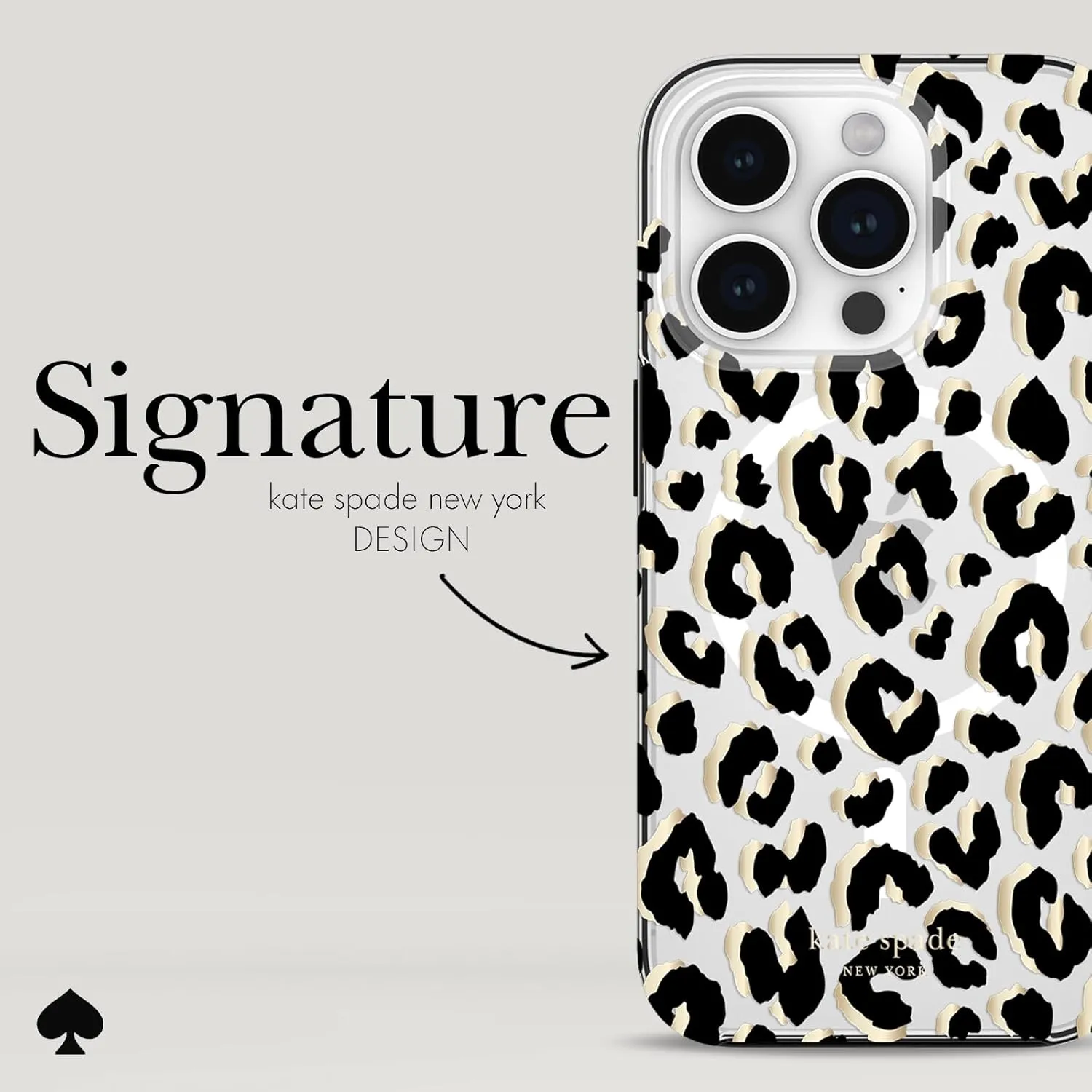 kate spade new york iPhone 15 Pro Case, Compatible with MagSafe - City Leopard Black