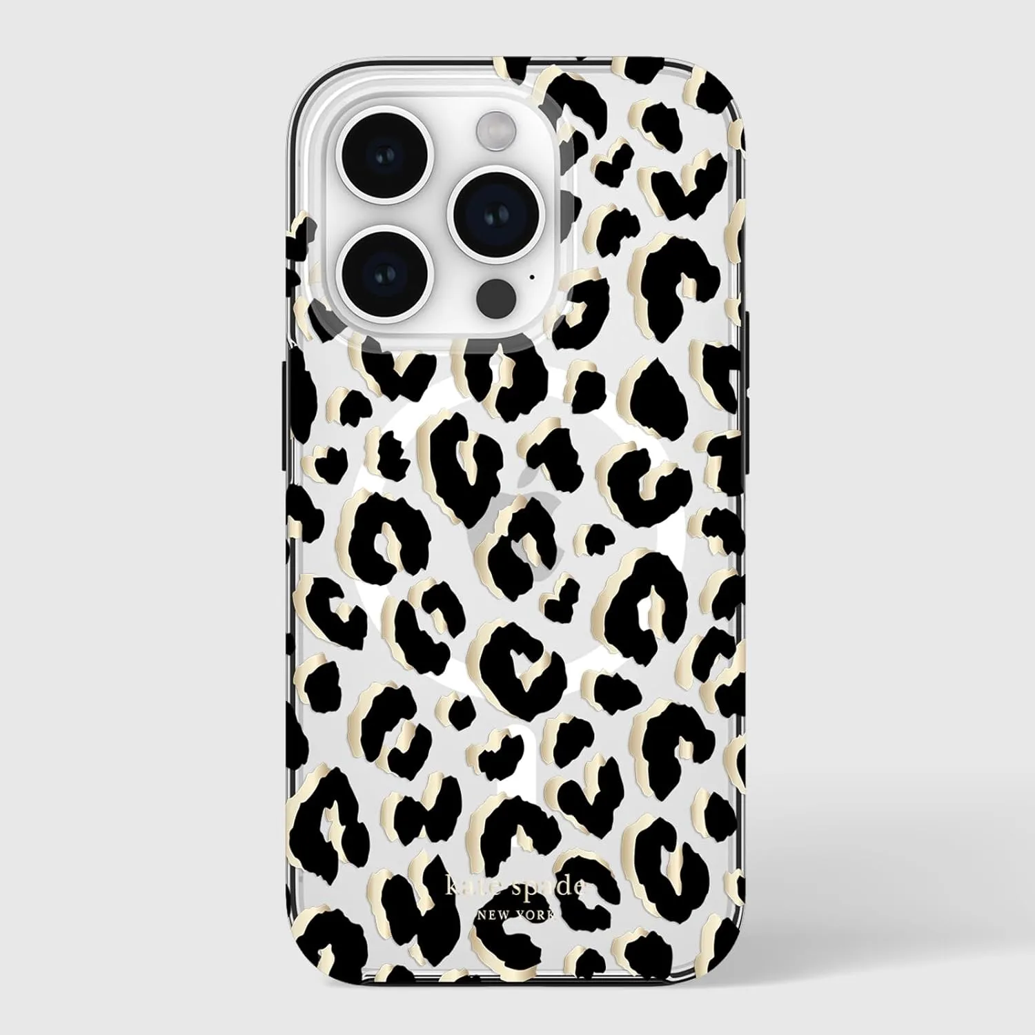 kate spade new york iPhone 15 Pro Case, Compatible with MagSafe - City Leopard Black